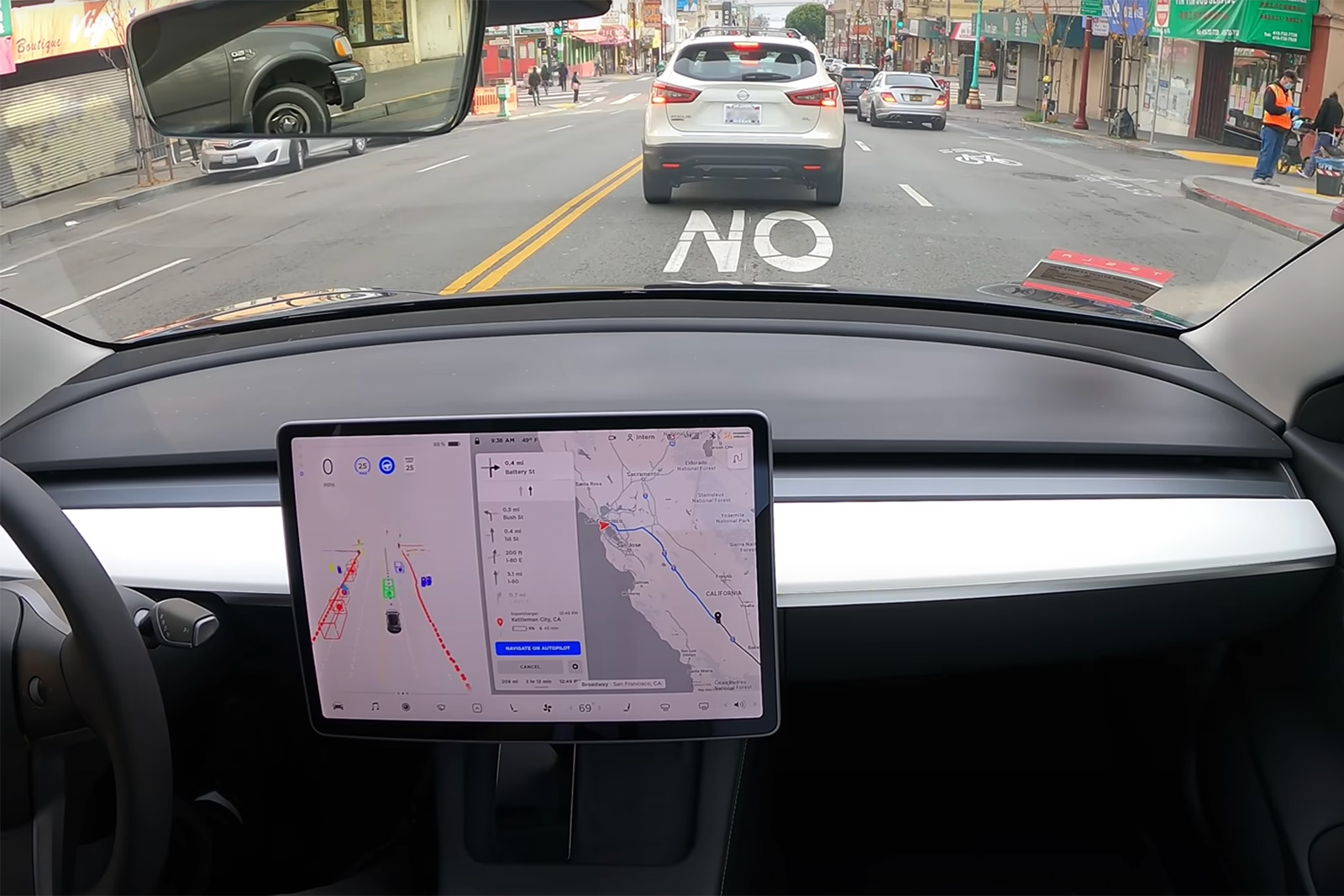 See how Tesla’s complete self-management from (SF) to LA (almost) navigates no help
