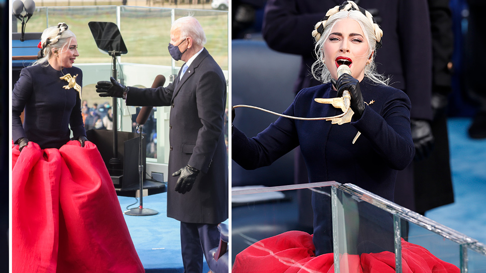 Lady Gaga dons 'Hunger Games' ballgown at Biden's inauguration