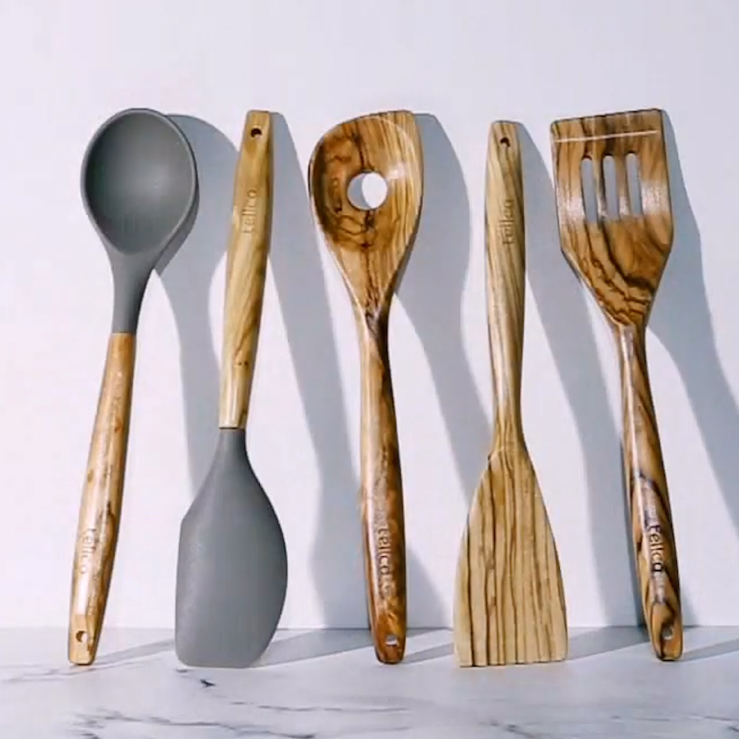 We Re Obsessed With This Beautiful Olive Wood Cooking Utensil Set From   Bd8ba420 50ff 11eb 8835 08dd25484a5c