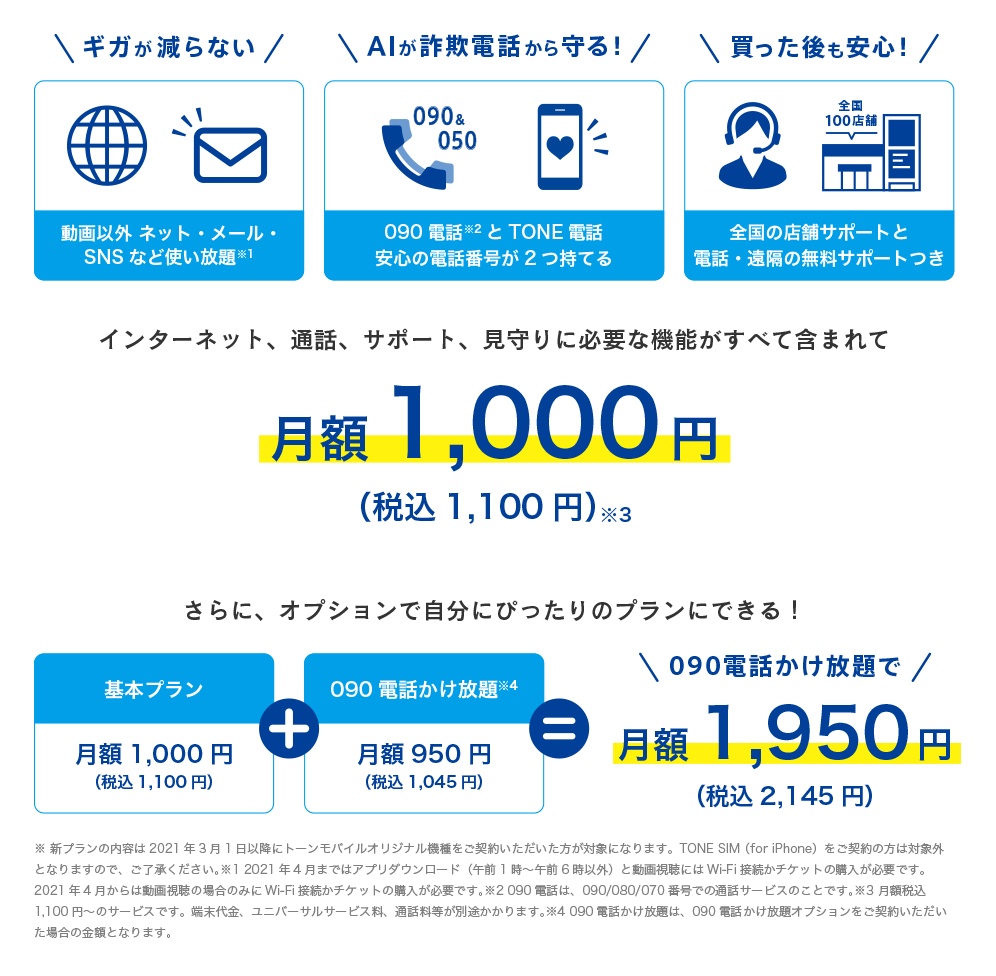 1契約で090と050ip電話が使える トーンモバイル 月1000円プランを拡充 Engadget 日本版