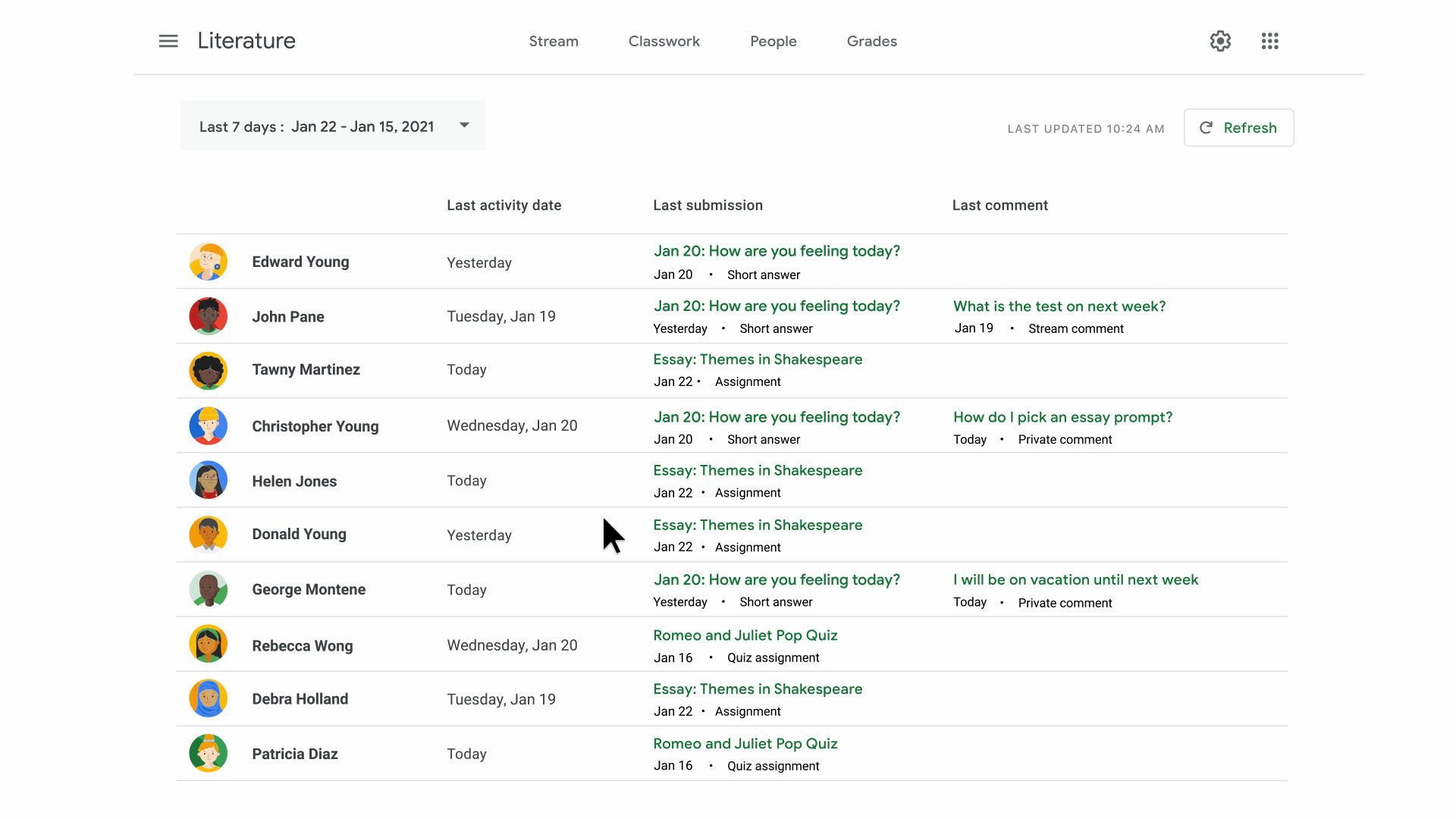 Google for Education Classroom student engagement tracking 