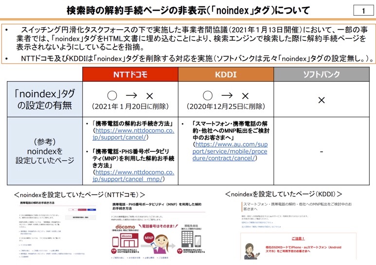 ドコモとKDDI、解約ページに「noindex」タグ挿入　検索で非表示にしていたと判明