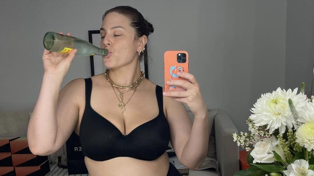 Ashley Graham strips down to black lace lingerie in her bathroom as fans  exclaim 'you've lost so much weight!