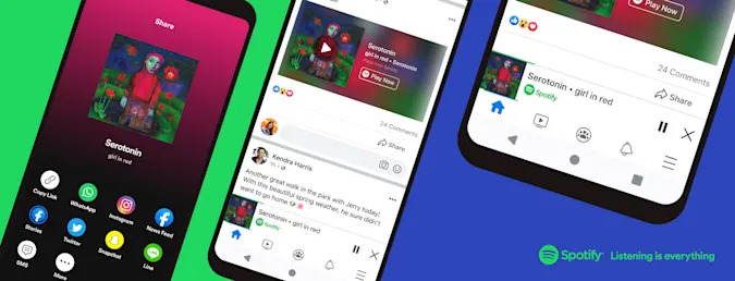 FacebookのモバイルアプリにSpotifyのミニプレイヤーが統合