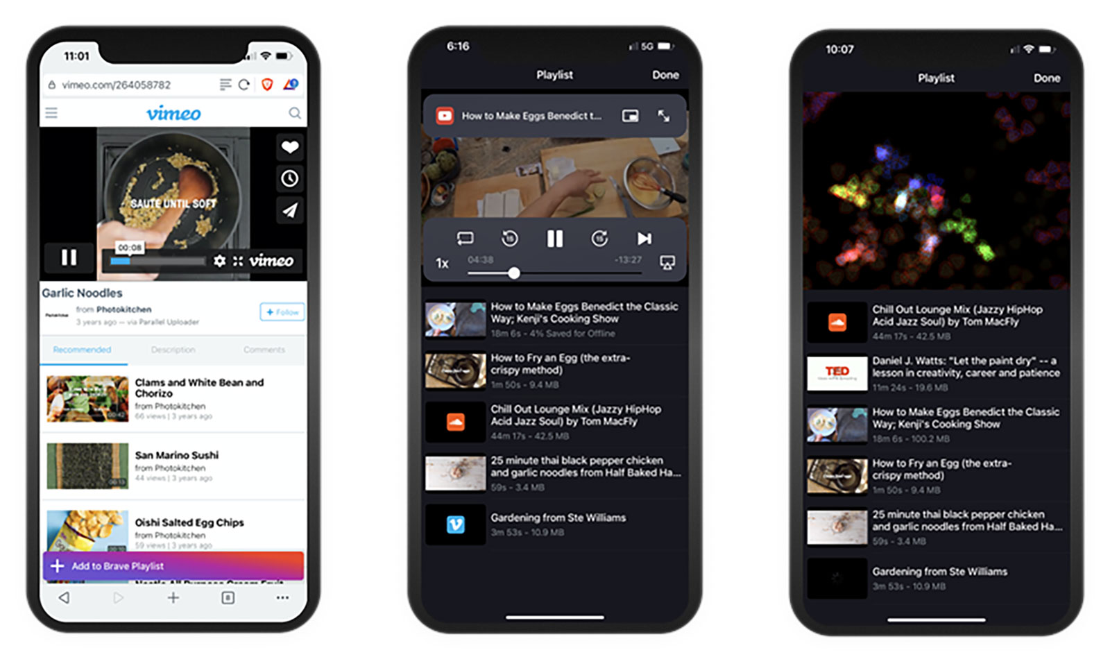 photo of Brave's iOS browser now queues music and videos in a playlist image