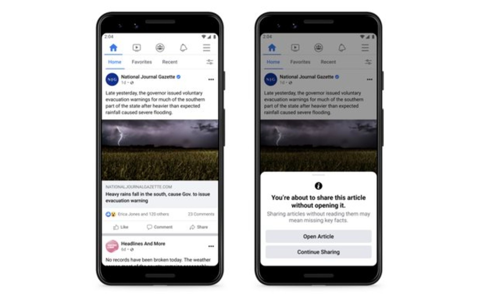 Facebook test encourages people to read articles before sharing