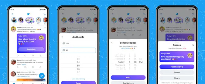 TwitterのClubhouse対抗音声チャット「スペース」、有料チケット機能をプレビュー提供開始