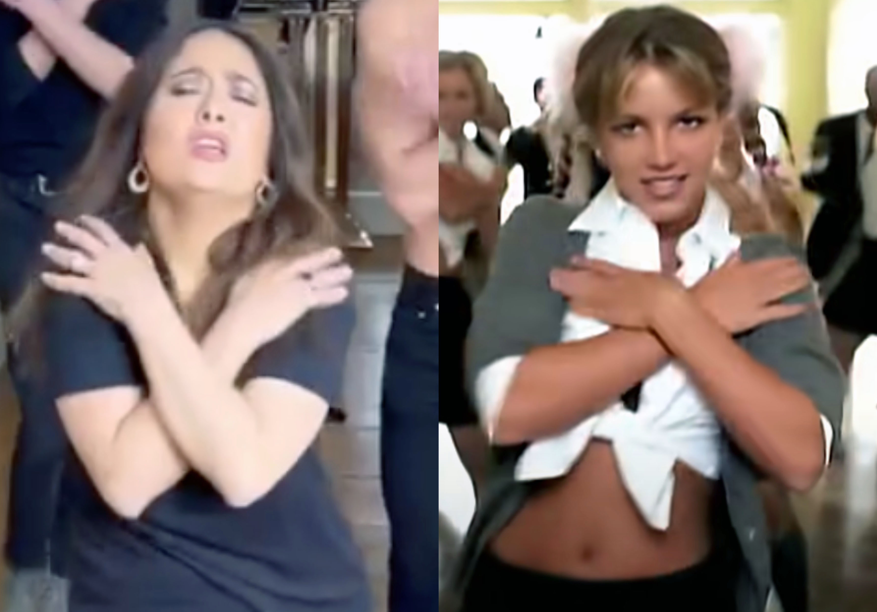 Salma Hayek Channels Inner Britney Spears For Baby One More Time Dance Routine