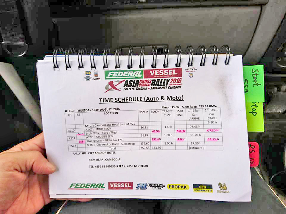 亞洲越野拉力賽的TIME SCHEDULE©沈佳穎提供