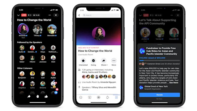 Facebook、音声チャットサービス「Live Audio Rooms」を米国で開始