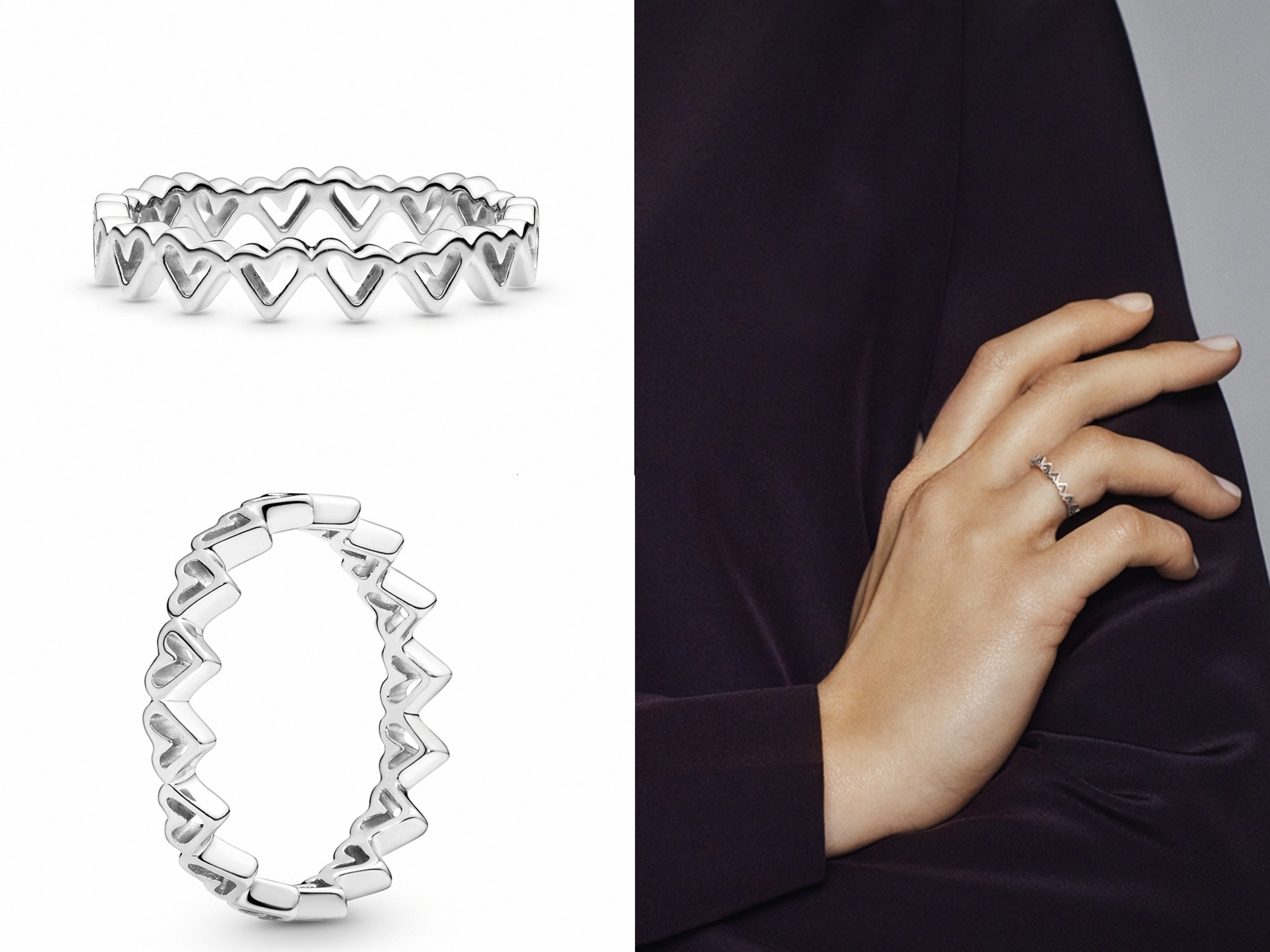 【Pandora官方直營】手繪心形戒指 疊戴心形戒指，為雙手綴滿愛意……互相搭配的形態，就如兩個靈魂或知己的完美契合