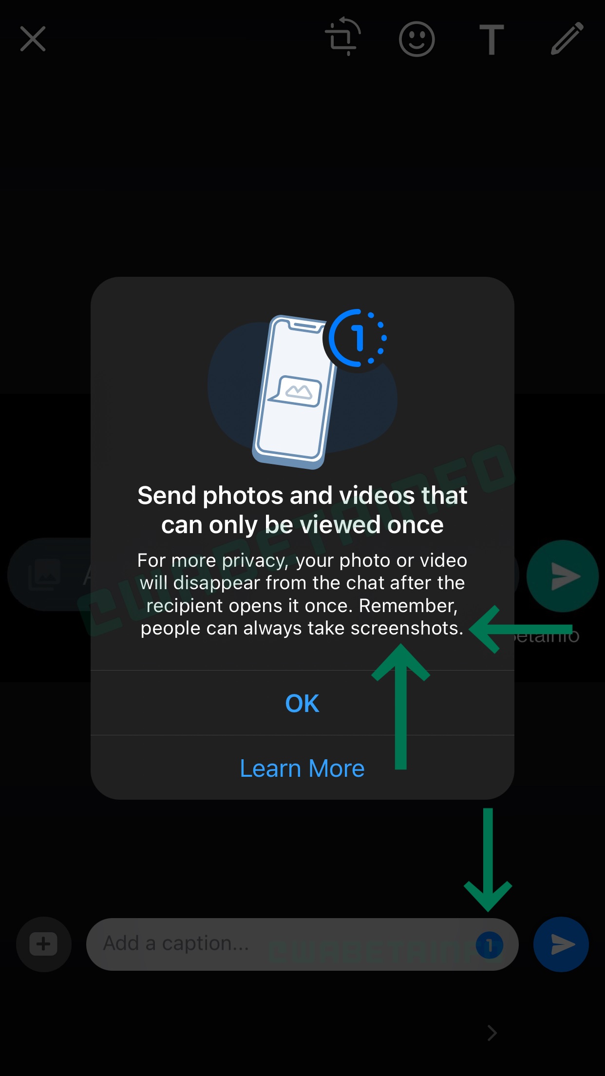 WhatsApp self-erasing media