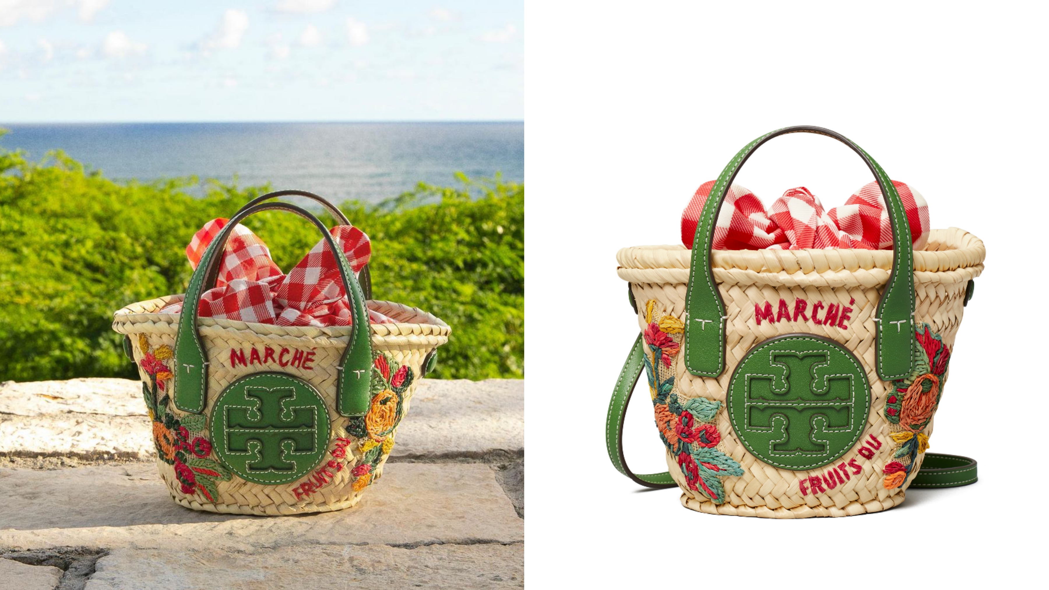 設計靈感來自於法國市場水果攤使用的紙袋，裝滿亮麗水果的提籃印花