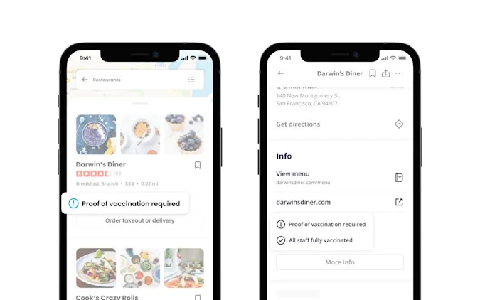 Yelp、店舗情報にワクチン接種証明が必要かを表示可能に