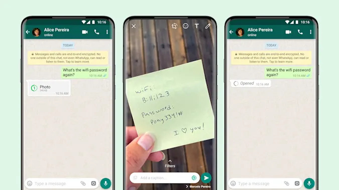 WhatsApp、写真を1回しか表示できない「View Once」機能を導入