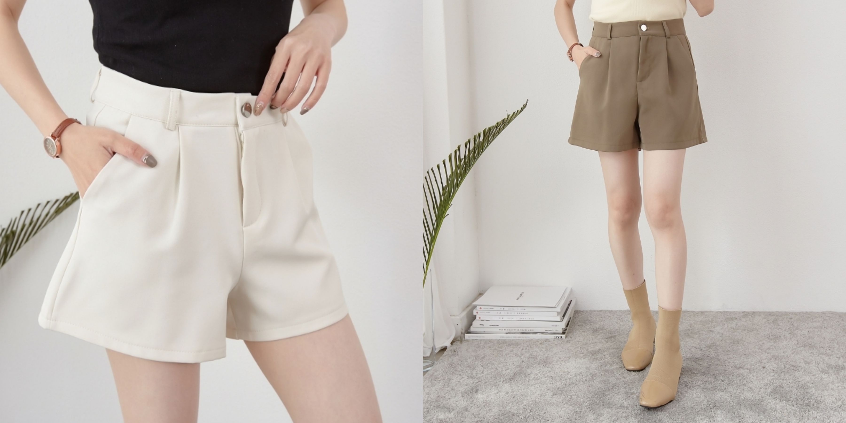 壓摺單釦西裝感短褲(三色) 簡約質感類西裝面料，硬挺版型很修身，穿上可修飾臀型好顯瘦