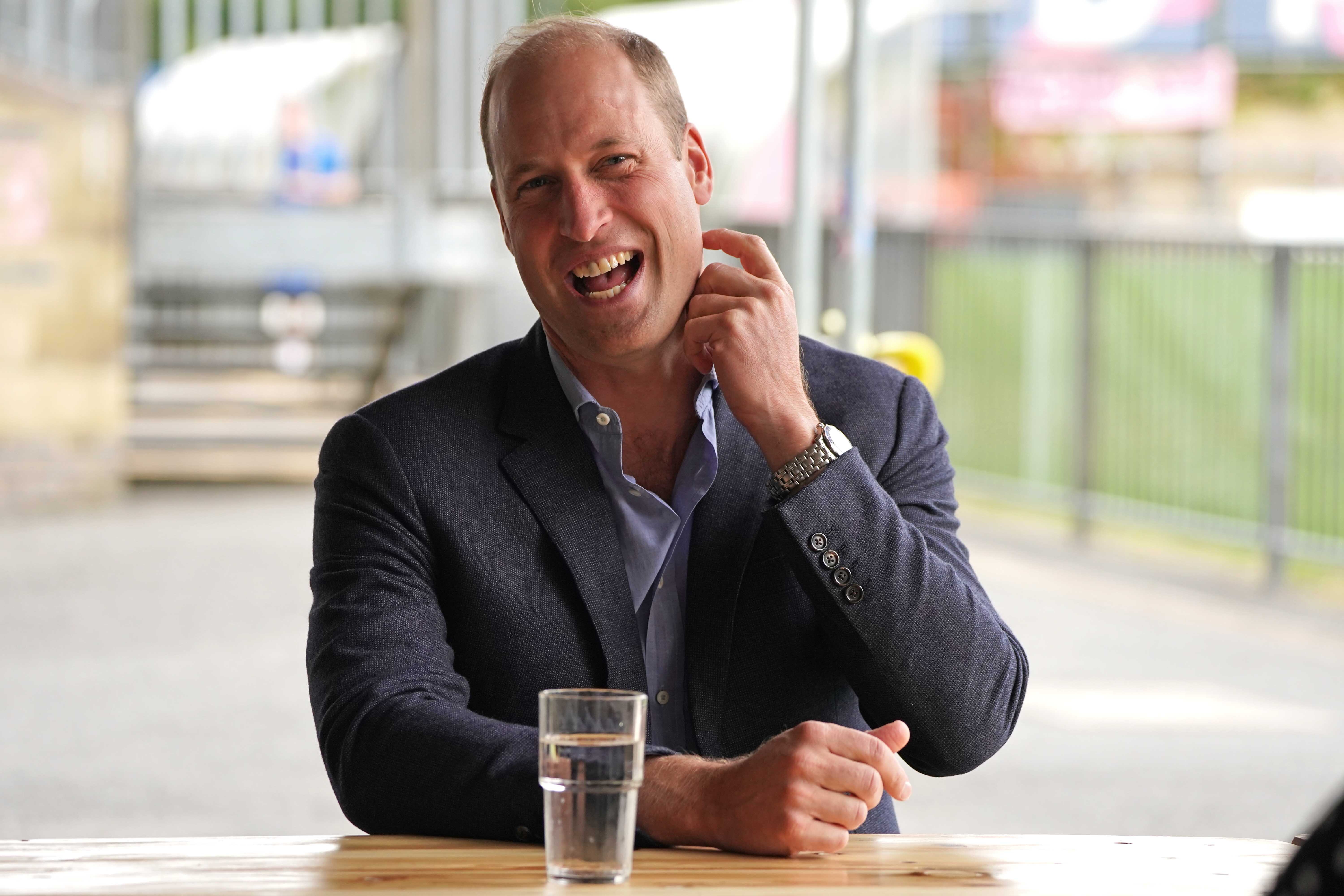 <p>The Duke of Cambridge, President of the Football Association, during a visit to Dulwich Hamlet FC at the Champion Hill Stadium in south London, where he met with players, club management, and football fans from a range of clubs to discuss the independent Fan Led Review of Football Governance. Picture date: Thursday September 23, 2021.</p>
