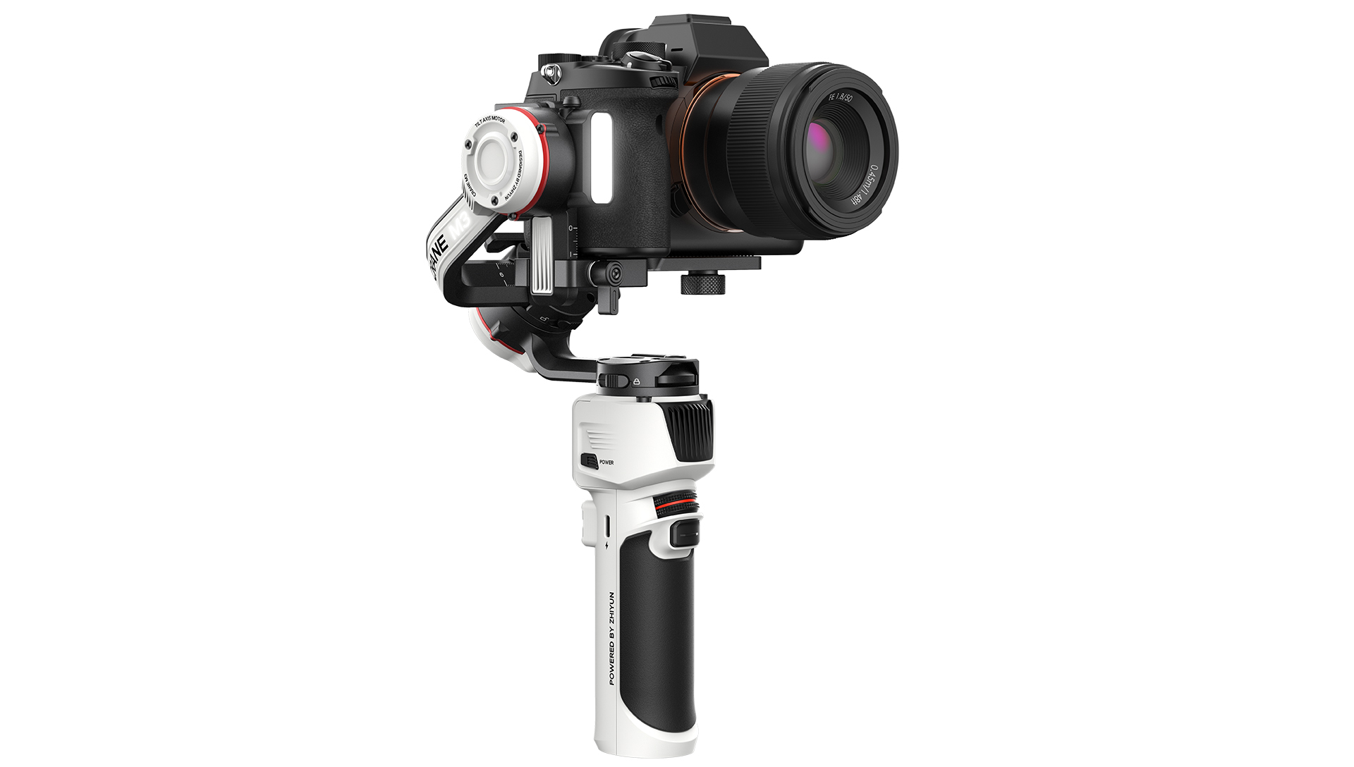 Zhiyun's three-axis camera gimbal houses an LED light and small display