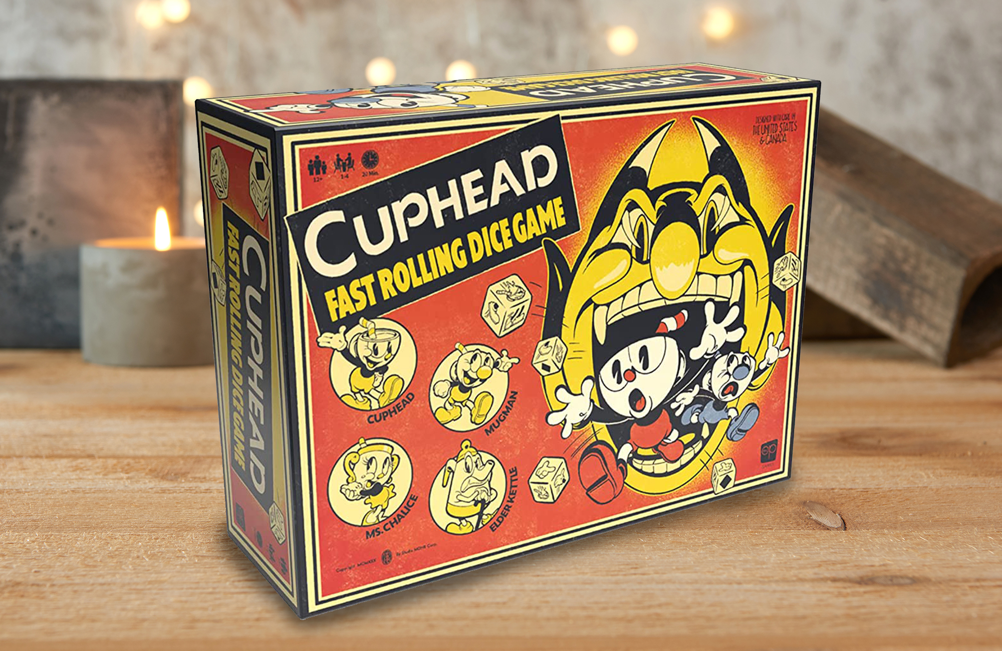 The Cuphead Fast Rolling Dice Game board game for the Engadget 2021 Holiday Gift Guide. 