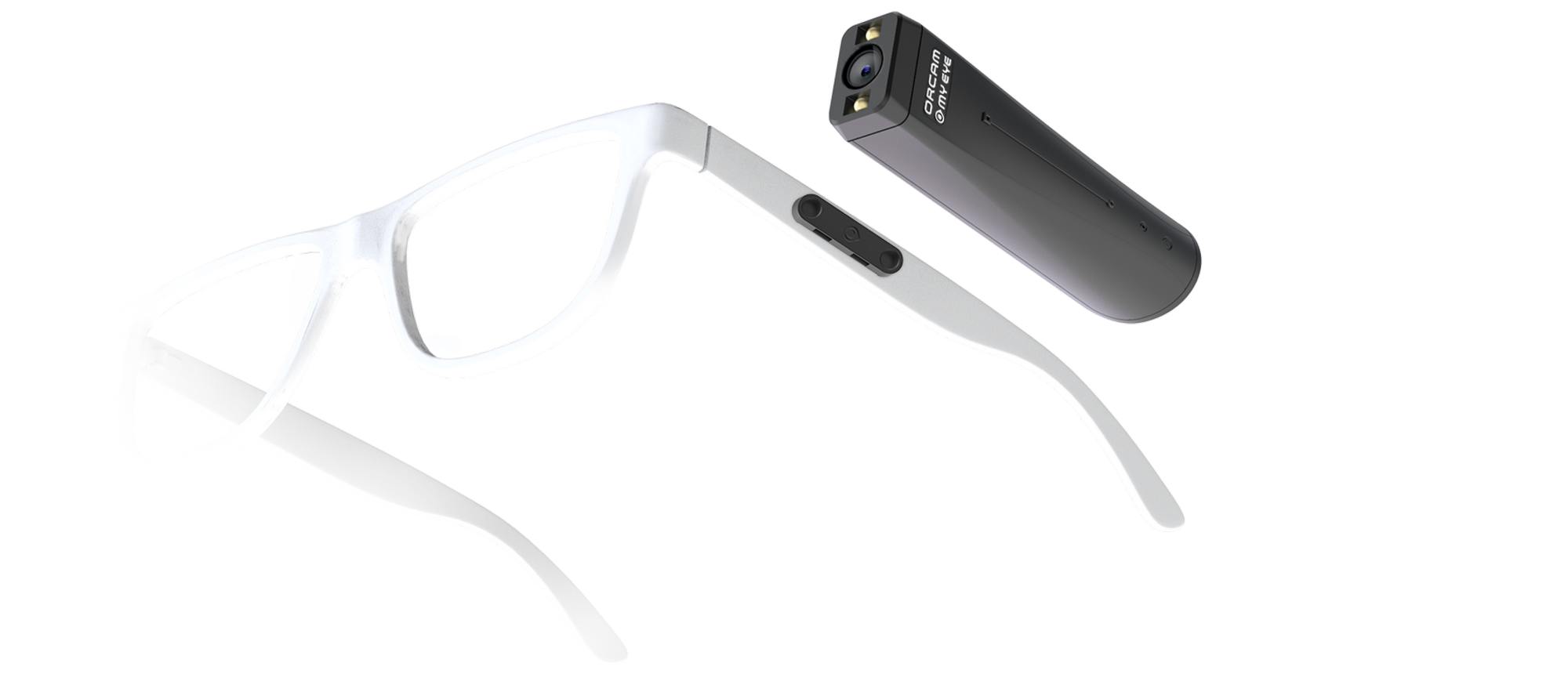 OrCam's MyEye Pro clips to glasses to help visually impaired people read and identify faces