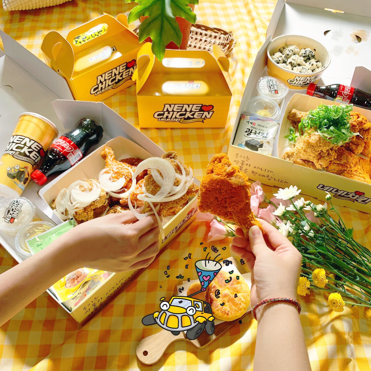 不論是在家聚餐或是與朋友出外野餐，都很適合的韓式炸雞組合！（圖片來源：NeNe Chicken Taiwan官方臉書）