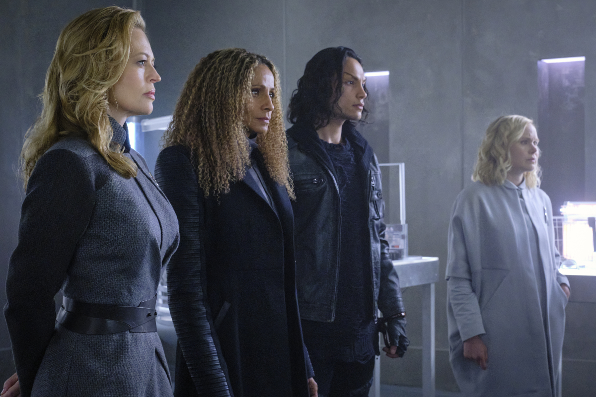 Pictured: Jeri Ryan as Seven of Nine, Michelle Hurd as Raffi, Evan Evagora as Elnor and Allison Pill as Jurati of the Paramount+ original series STAR TREK: PICARD. Photo Cr: Trae Patton/Paramount+ Â©2022 ViacomCBS. All Rights Reserved.