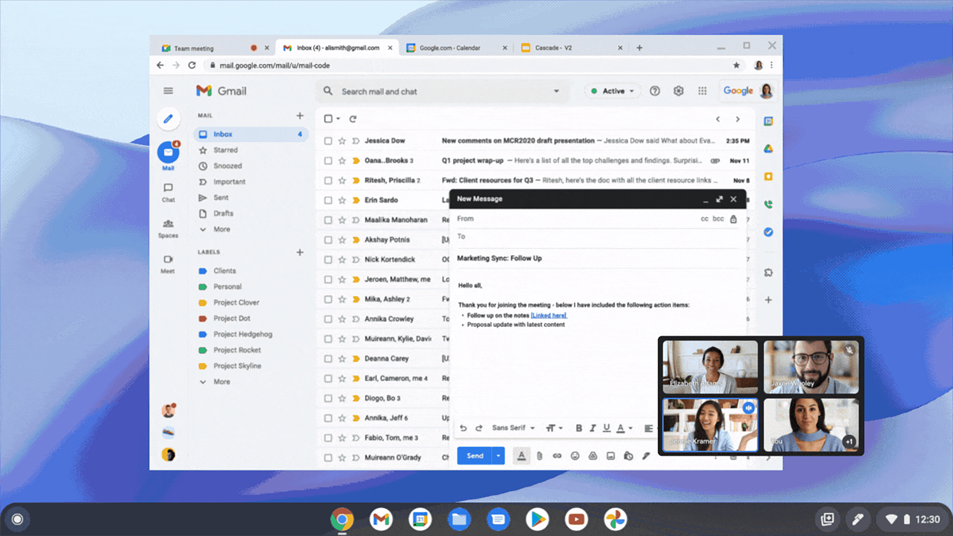 Google Meet video chats will be available directly in Docs