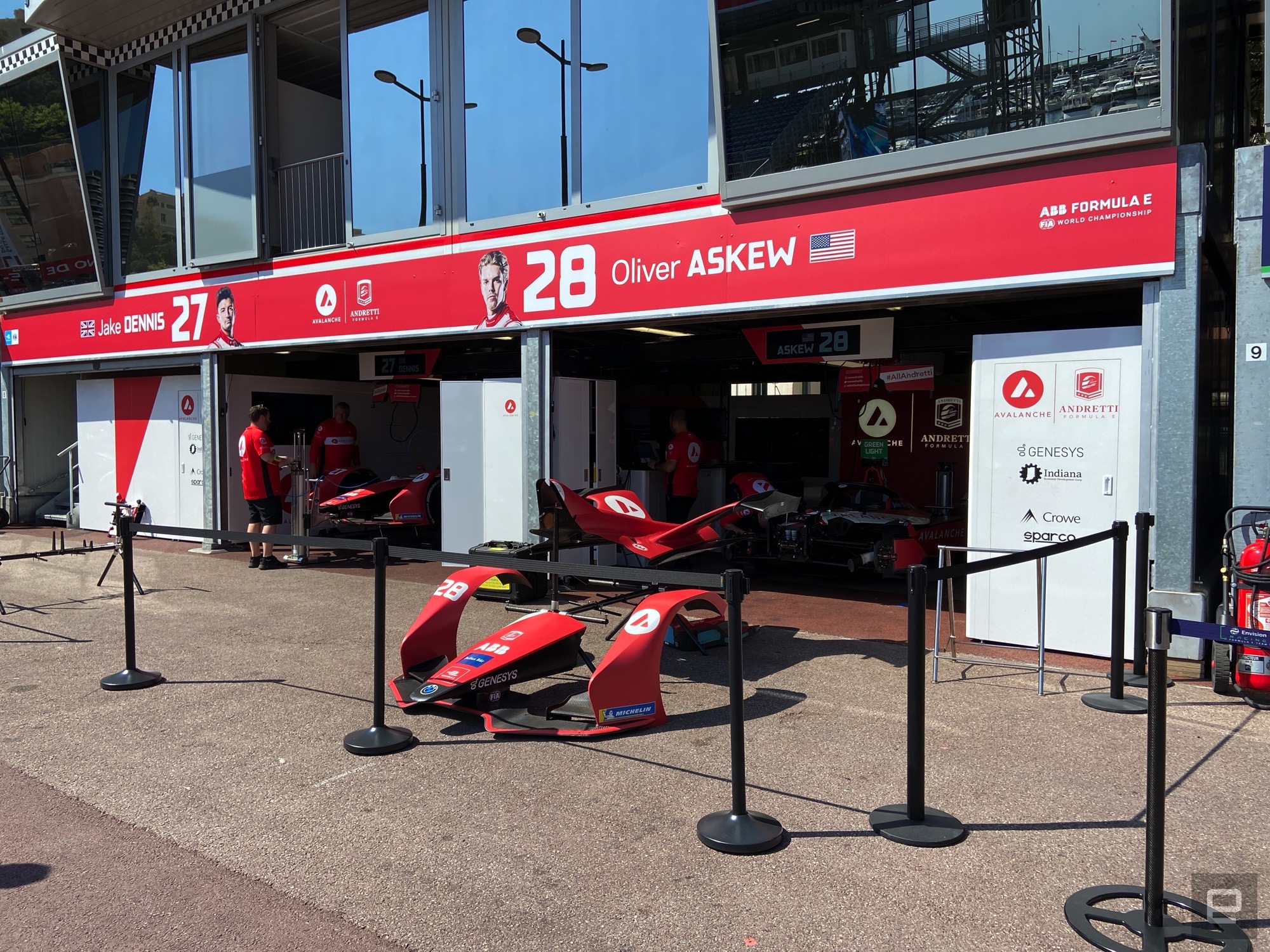 Avalanche Andretti Racing Formula E garage at the Monaco E-Prix