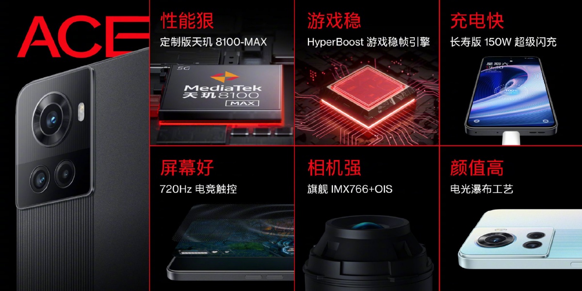 搭載天璣8100-Max處理器的OnePlus Ace正式揭曉，同步推出多款配件