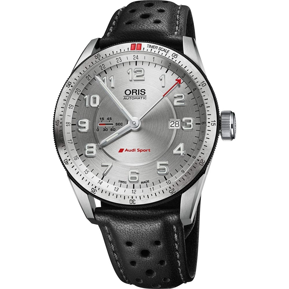 Oris Audi Sport GMT－賽車聯名錶-銀x黑44mm。