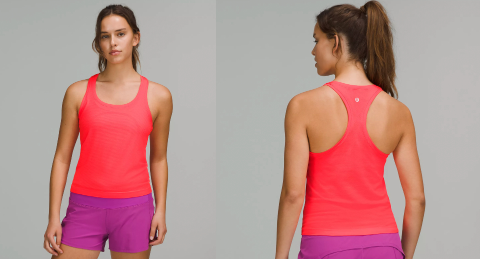 Lululemon tank top with built-in bra in size 8.  Lululemon tank top,  Purple tank top, Tank tops