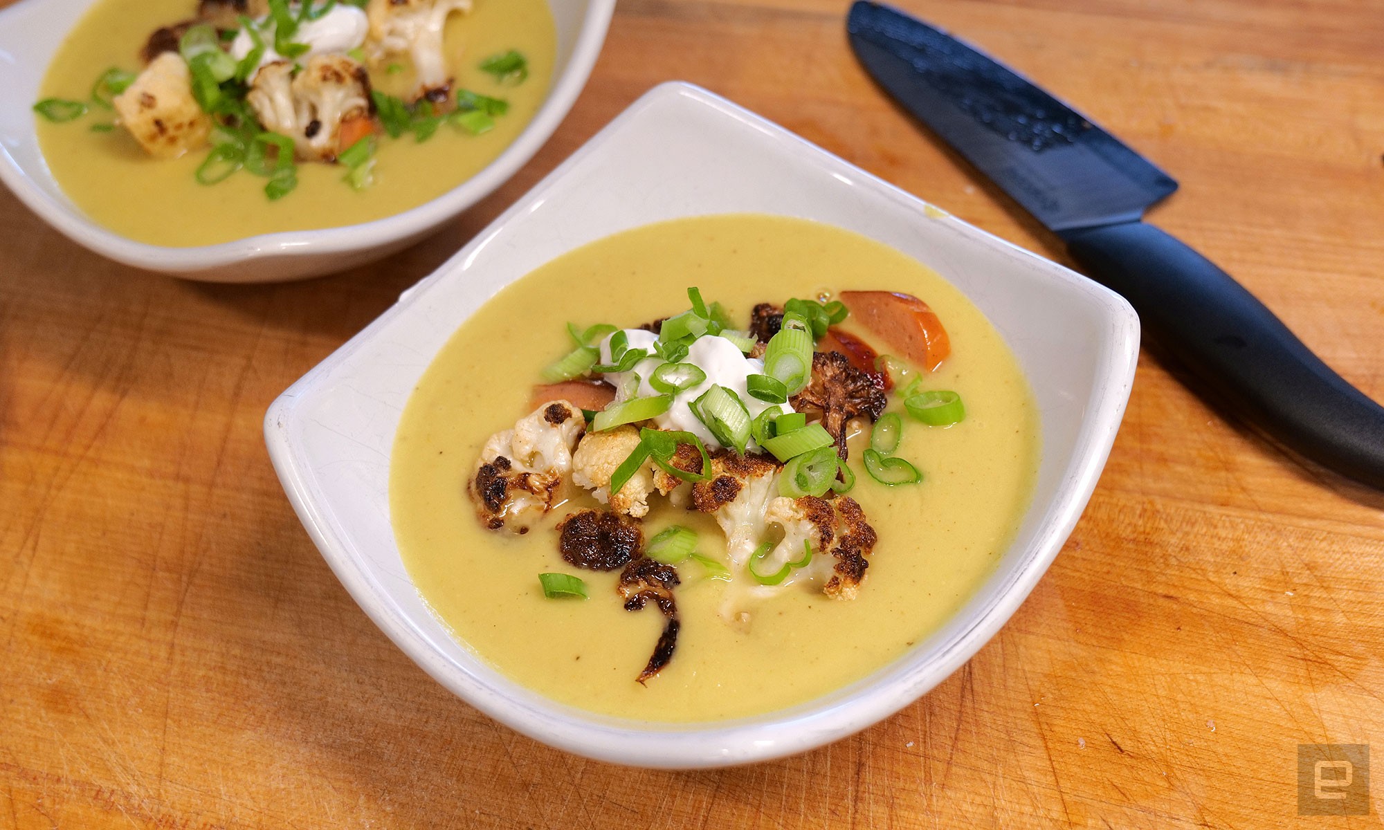 Immersion blenders are extremely useful kitchen gadgets, especially when it comes to making creamy soups like this roasted cauliflower chowder. " data-uuid="372fd3e9-2c7b-3233-8a5e-b61877433c8d