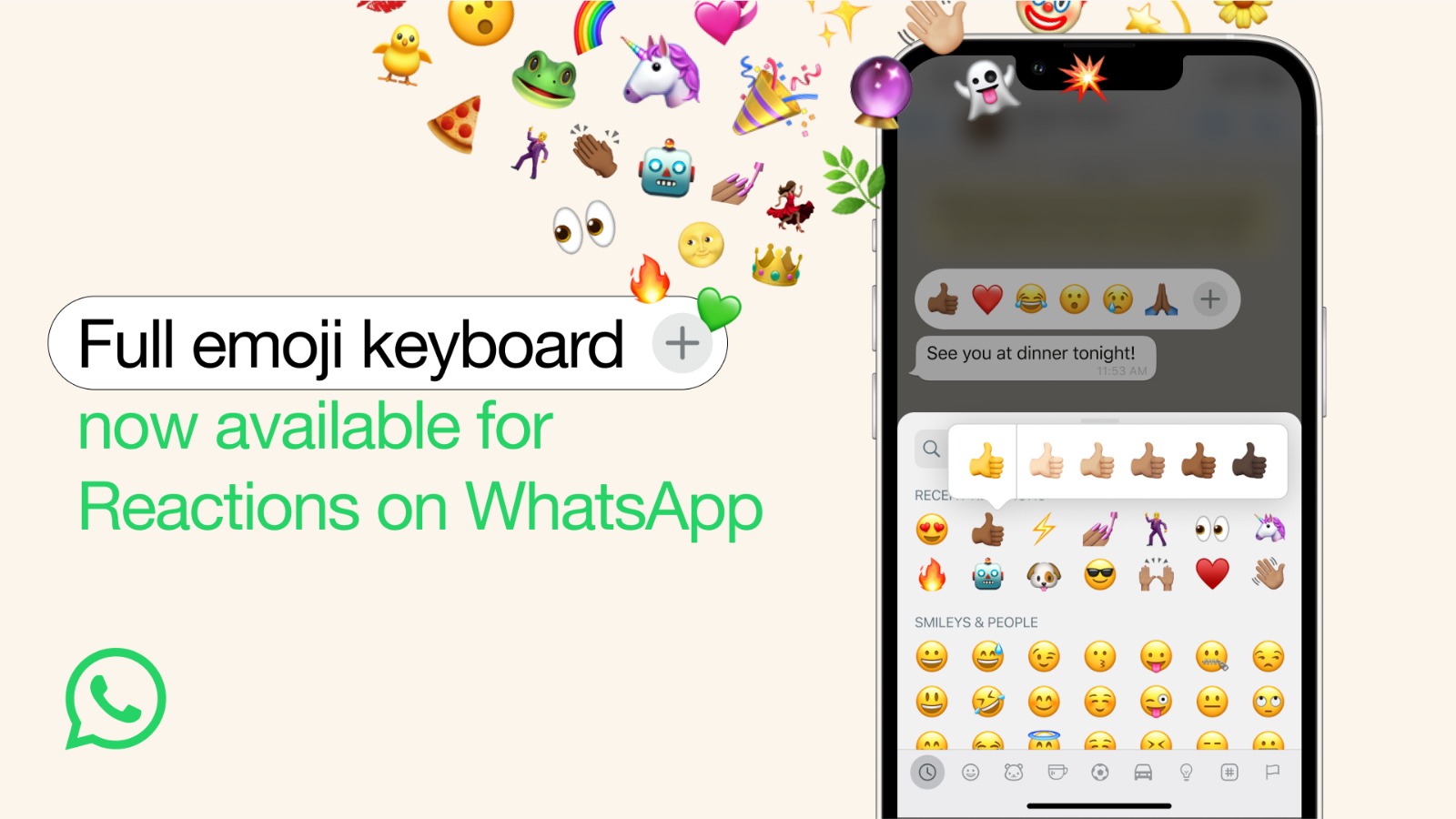 WhatsApp now lets you use any emoji as a reaction