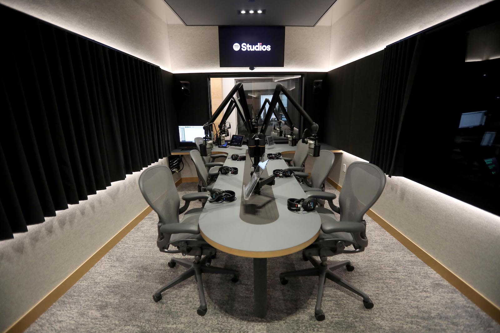 LOS ANGELES, CA - NOVEMBER 20, 2021 - Studio 11 will be used for audio only podcasts inside, â€Pod City,