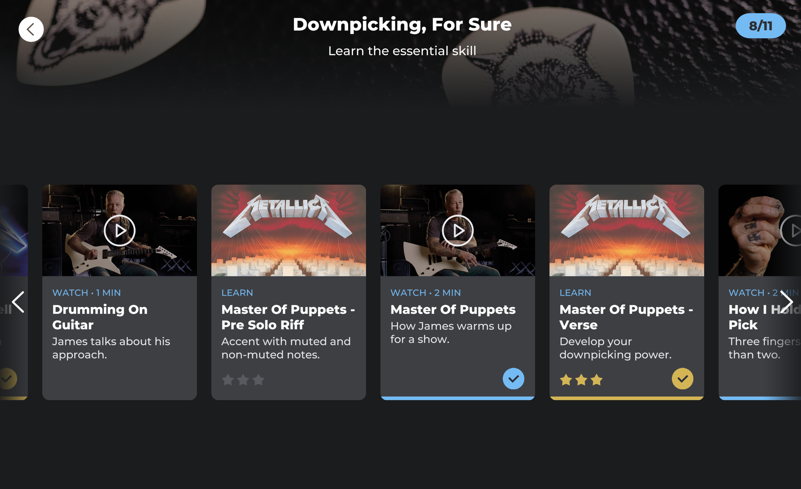 Screenshot of the Metallica course on the Youscian guitar instruction app." data-uuid="884b7097-2e8a-3760-b5ef-161cb60778ec