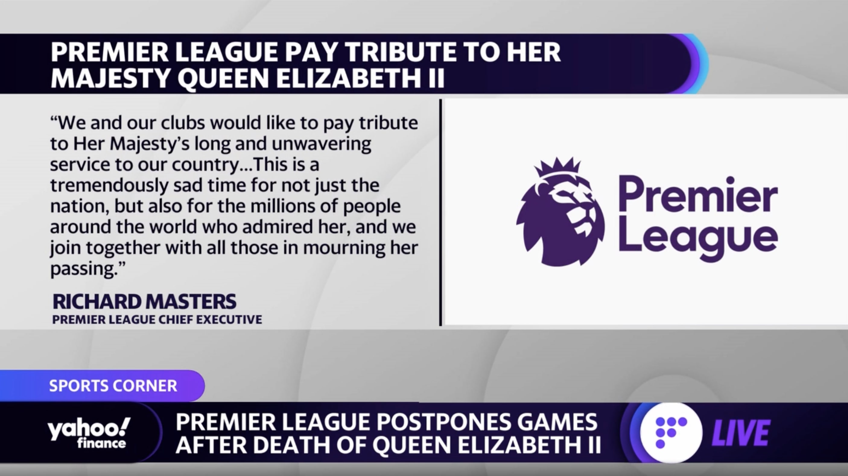Premier League postpones games in a tribute to Queen Elizabeth II