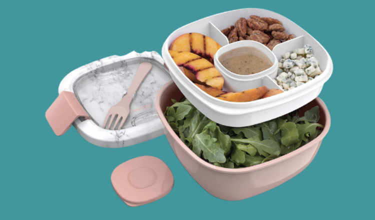 Bentgo Classic All-in-One Stackable Lunch Box Container with Built in  Flatware - Blush Marble