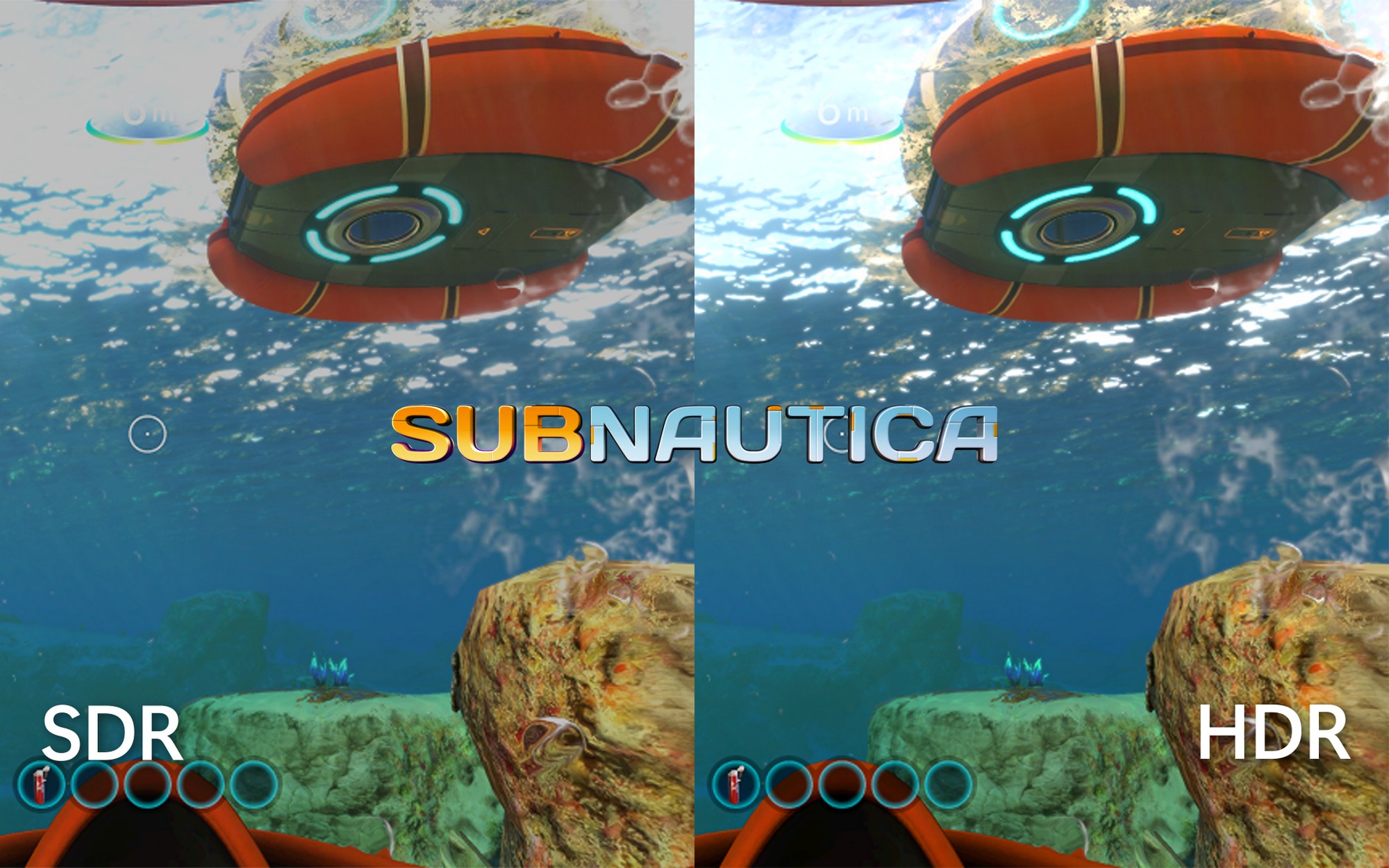 A look at how Auto HDR changes lighting in Subnautica.