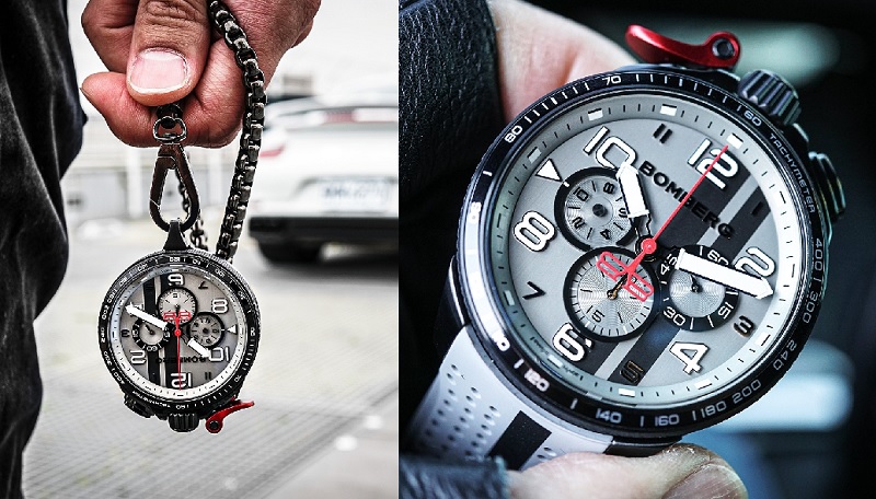 ▲Bomberg 水泥灰XL復古賽車計時手錶也是精準計時懷錶。（圖片來源：Yahoo購物中心）