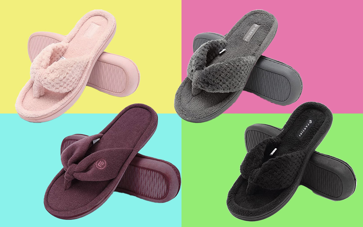 DODOING Women's Comfy Flip Flops Indoor House Slippers with Memory