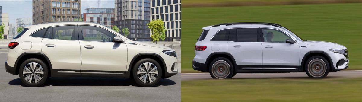 圖／一邊是時尚都會純電休旅2023 M-Benz EQA 250，另一邊是豪華七人座小休旅2023 M-Benz EQB 300 4MATIC，究竟該選哪一輛好呢？