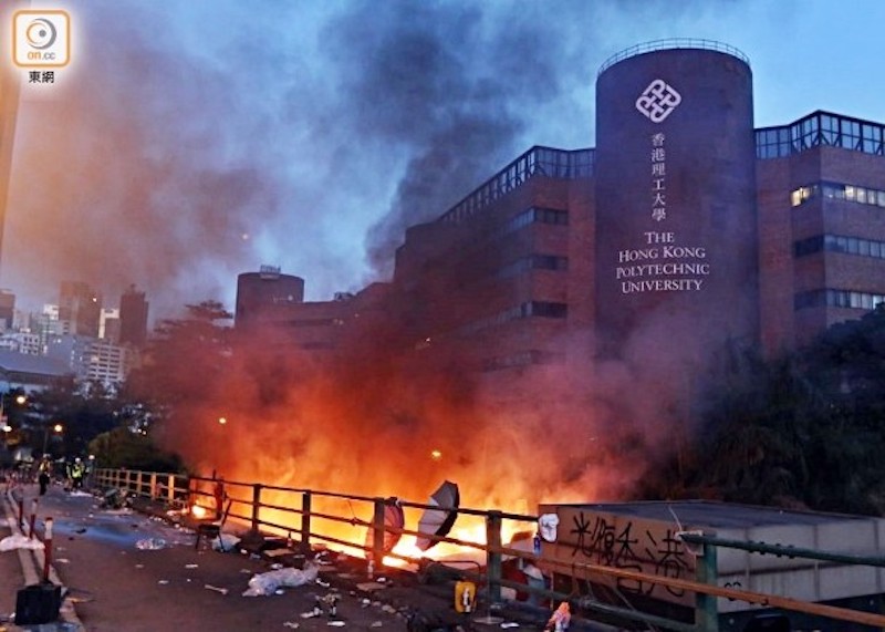 6 men and women involved in the PolyU breakout were arrested and charged with rioting