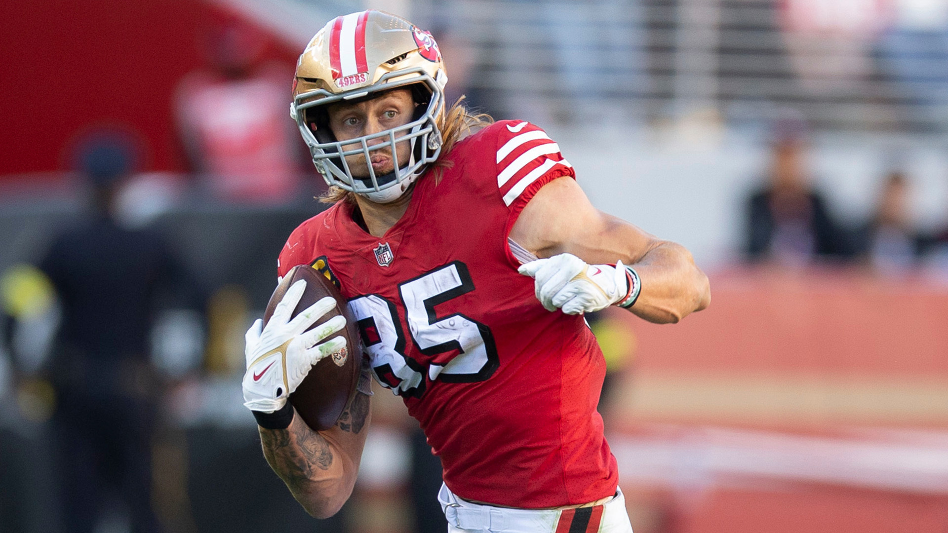 Wide receiver (17) Joey Slye of the San Francisco 49ers warms up before  playing against the Arizona Cardinals in an NFL football game, Sunday, Oct.  10, 2021, in Glendale, Ariz. The Cardinals