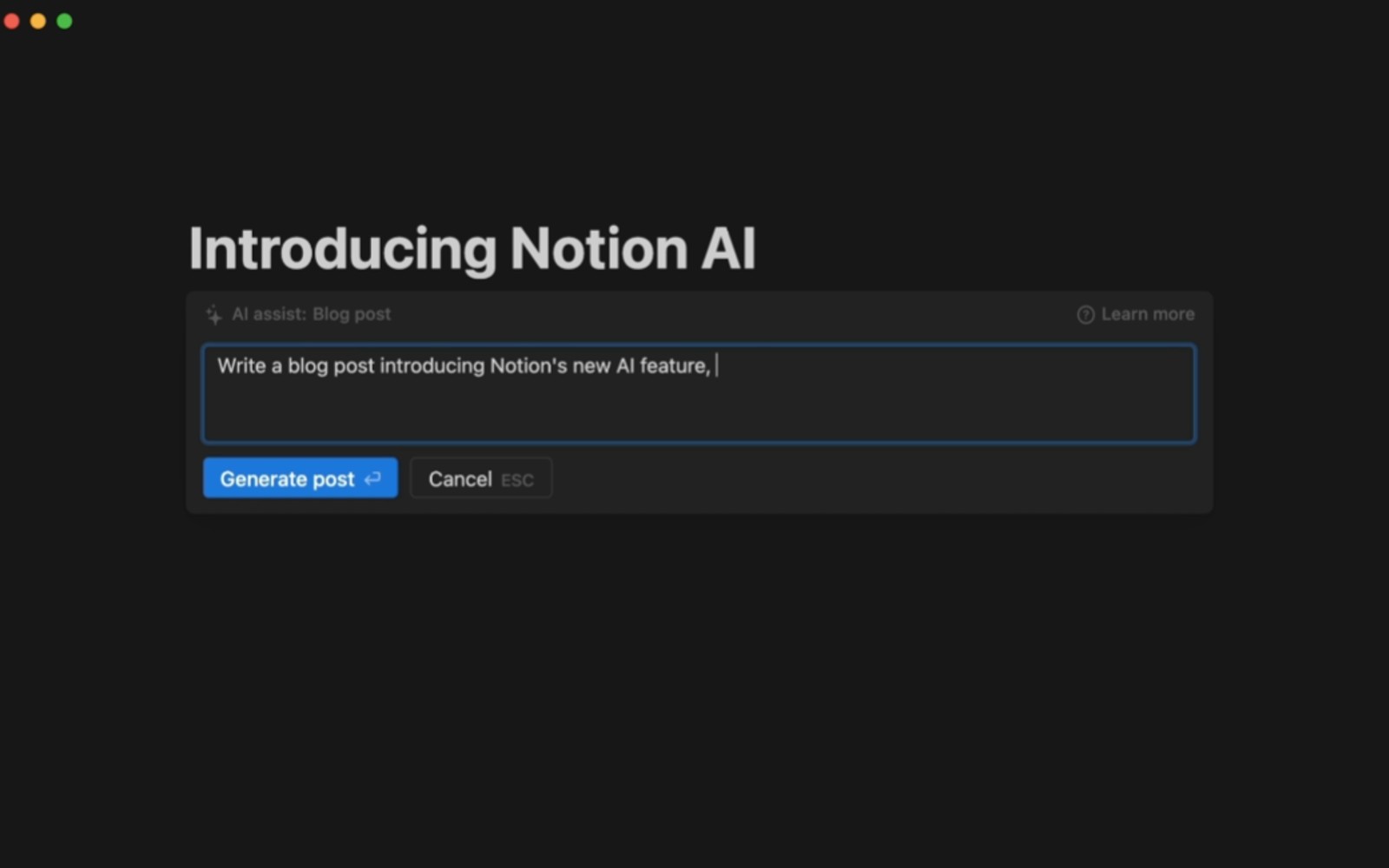 Notion 的最新功能是可以编写博客文章、待办事项列表等的 AI