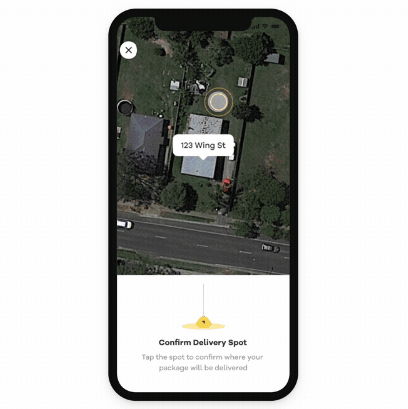 DoorDash app asking a user to confirm a spot for a delivery from one of Wing's drones" data-uuid="fa012dee-a5a5-3330-84f6-9617c256fc0d