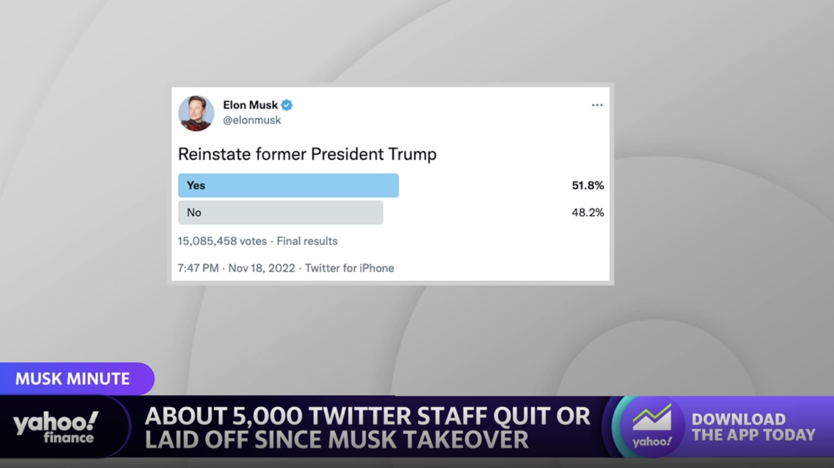 Musk to restore former President Trump's Twitter account after