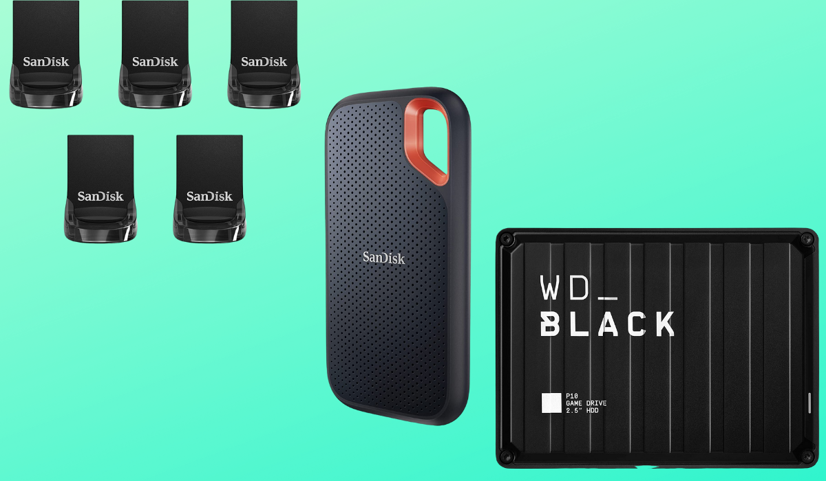 Sandisk および WD_Black フラッシュ ドライブとストレージ デバイスが販売されています