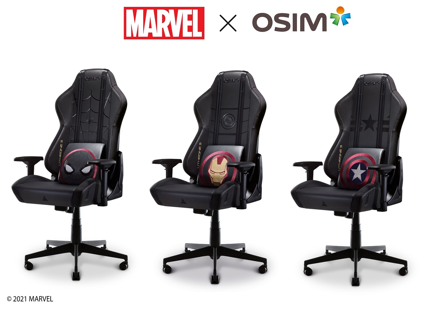 ▲OSIM 電競天王椅S 漫威限定款 OS-8213M，精緻電繡漫威英雄圖騰。（圖片來源：Yahoo購物中心）