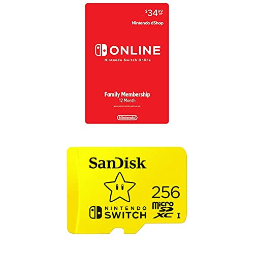 Nintendo Switch Online-Familienmitgliedschaft (12 Monate) + SanDisk 256 GB microSDXC-Karte