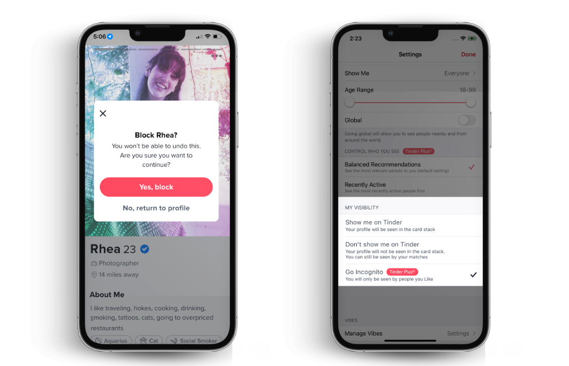 Tinder adds an incognito mode and more safety features thumbnail